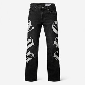 Evolution Denim Jeans Pants straight-cut Embroidered letters | Size 20